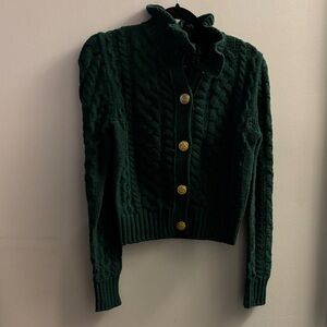 J. Crew Dark Green Cable Knit Cardigan